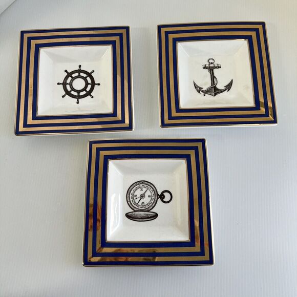 C Wonder Set Of 3 Trinket Dish Nautical Beach House Candy Dish 6.5” - Picture 12 of 12